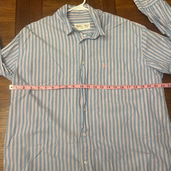 Aeropostale Vintage L Button Down Blue Stripe Long Sleeve Cotton Dress Shirt - Picture 7 of 9